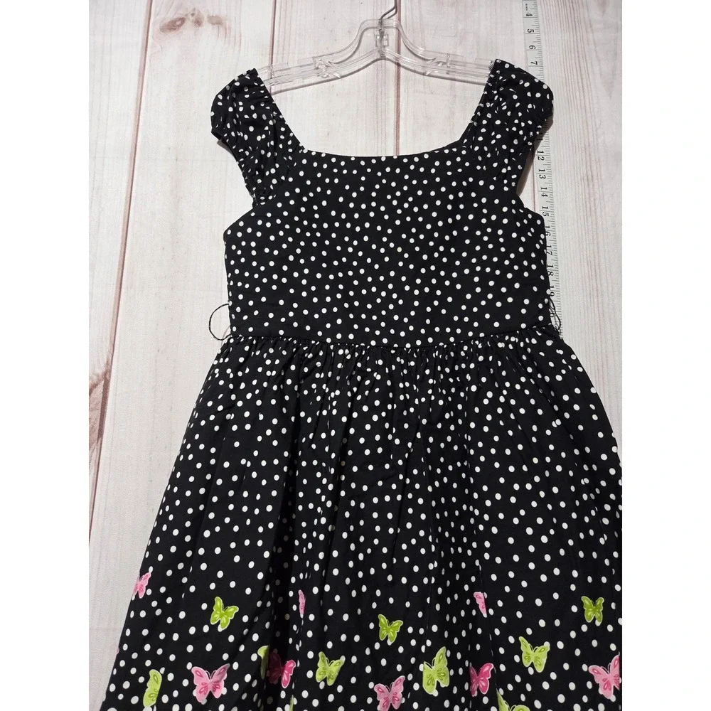 Girls 16 Black Polka Dot Butterfly Dress Party Bonnie Jean‎